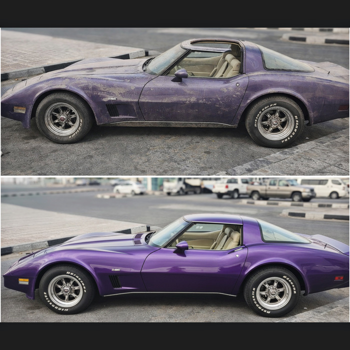 full detailing transformation . interior detail , exterior polish , upholstery work , ceramic coating 